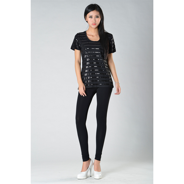 SY013針織車珠片短袖正面效果