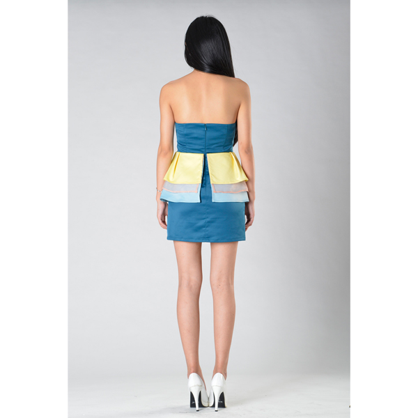 SY016四色露肩連衣裙背面效果 SY016四色露肩連衣裙背面效果